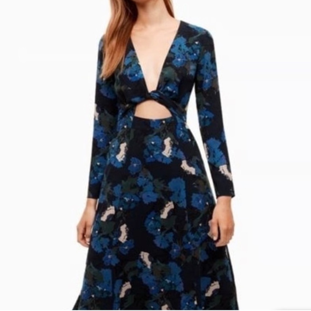 Aritzia Wilfred Aubagne Blue Green Cut Out Midi Dress